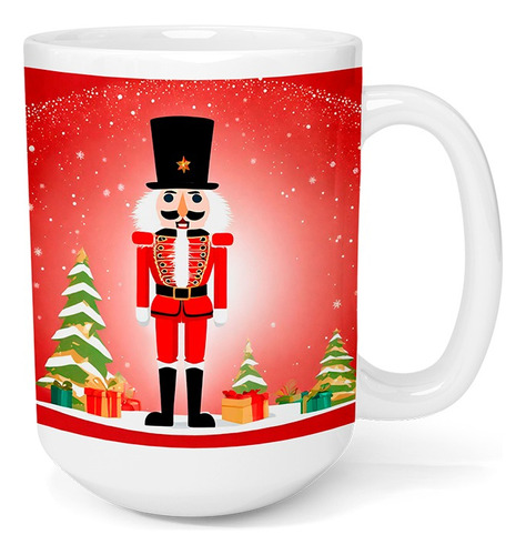 Taza Cerámica Gigante 425 Ml Navidad Cascanueces Navideño 