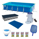 Kit Piscina 7600 L + Forro + Capa + Filtro 110v + Cloro + Pe