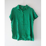 Camisa Color Verde Con Encaje