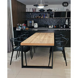 Mesa De Jantar Estilo Industrial (200 X 90) C/ 6 Cadeiras