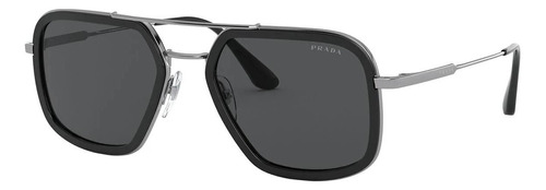 Prada Spr 57xs M4y-5s0 Aviator Square Black Silver