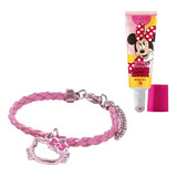 Kit Infantil Pulseira Hello Kitty + Brilho Labial Minnie