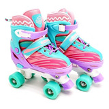 Patins Infantil Com Kit Proteção Violeta Tam 30-33