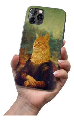 Carcasa iPhone Parodia Gato Monalisa Funda Protectora