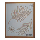 Stencil Hojas Palma Palmera Linea Contorno 50x60 Flr1033