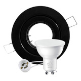 Pack 3 Spot Embutir Redondo Negro Pvc + Led 7w Ll/zp