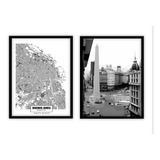 Set De 2 Cuadros Buenos Aires Y Mapa 30x40cm