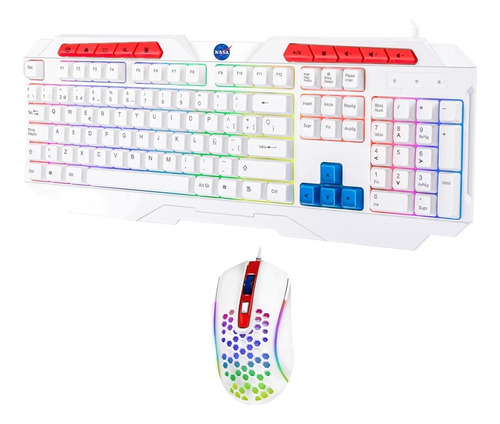 Kit De Teclado Y Mouse Techzone Ns-gc02 Usb Blanco/rojo