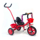 Triciclo Infantil Reforzado Manija Direccional Dos Canastos Color Rojo