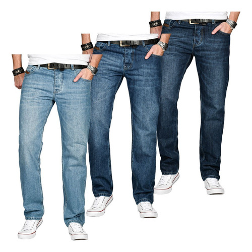 Oferta 3 Jeans Premium Recto Juveniles Para Hombre 30-38