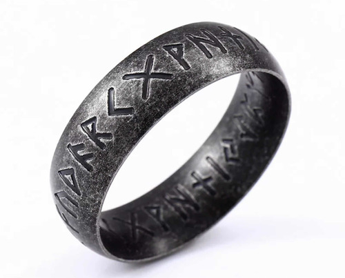 Anillo Vikingo Negro Vintage Runas Protección Calidad Onky!