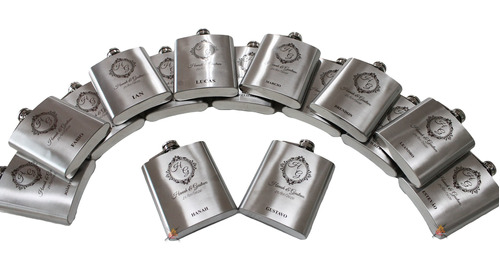 30 Porta Whisky Cantil Inox Personalizados Para Brindes 