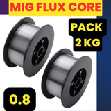  Pack 2 Kg Mig Flux Core Sin Gas 0.8 Mm Aws E71t-11