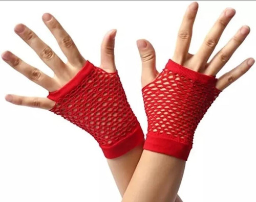 Guantes Cortos En Malla Color Rojo