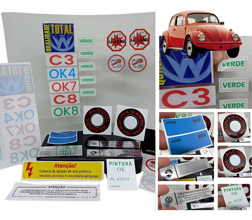 Kit Adesivos Para Fusca Itamar Série Ouro, Etiquetas E Selos