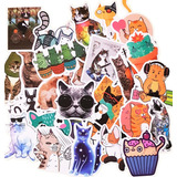 50 Calcomanías Stickers Gatos Michis Vintage Contra Agua