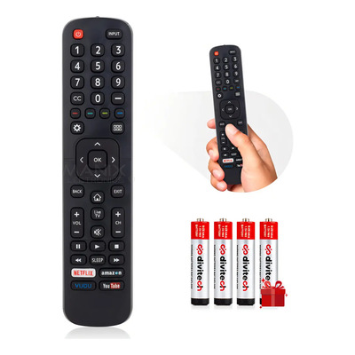 Control Remoto Compatible Con Pantalla Hisense Netflix Youtube Amazon Smart Incluye 4 Pilas Divitech® Aaa