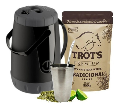 Kit Terere Garrafa 2,5l Copo Inox Bomba Erva Trots 500g