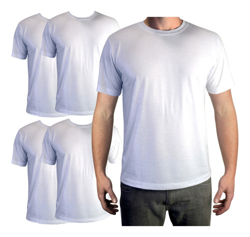 Kit 5 Camisetas Brancas Lisa Básica Poliviscose Premium !!