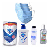 Kit Anti Bacterias, Gel Antibacterial, Cubre Bocas, Lysol...