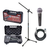 Microfone Santo Angelo Sas58c Kit Pedestal E Cabo P10 X Xlr