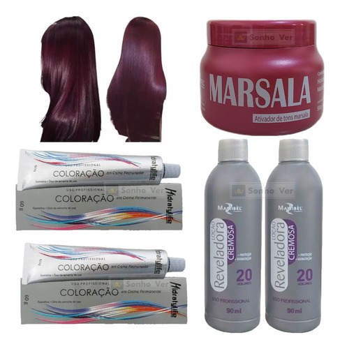 Kit Vinho Marsala 2 Tinta 1 Matizador 250g 2 Ox Mairibel