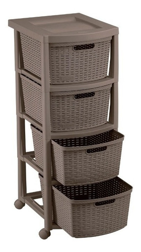 Cajonera Organizador Rattan 4 Cajones Rimax Color Mocca