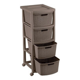 Cajonera Organizador Rattan 4 Cajones Rimax Color Mocca