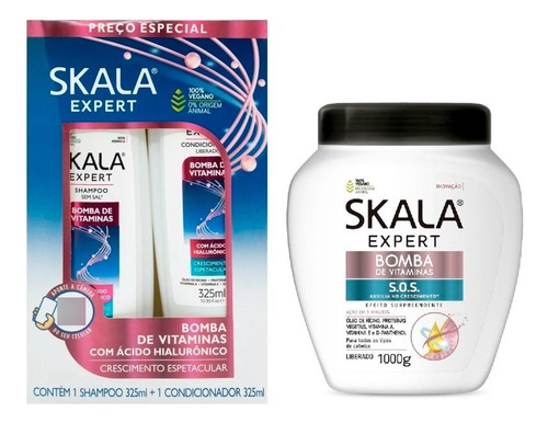 Kit Skala Shampoo Acondicionador Y Mascara Bomba Vitamina