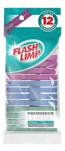 Prendedor Pregador De Roupa Plastico C/12 Flash Limp Classic