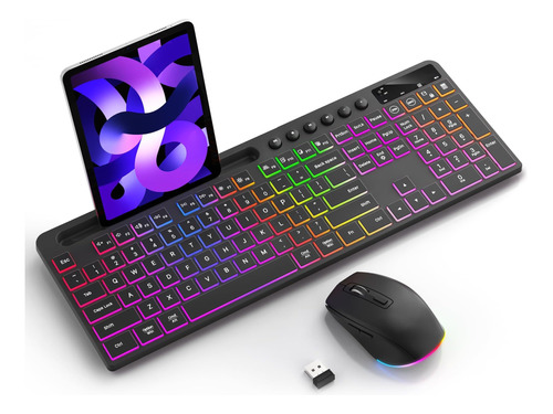 Combo Teclado Y Mouse Inalámbricos Con Retroiluminación Con