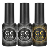 Pack 3 Glitter, Gel Uñas 1 Paso, Belcolor. Gc Nails Color Glitter