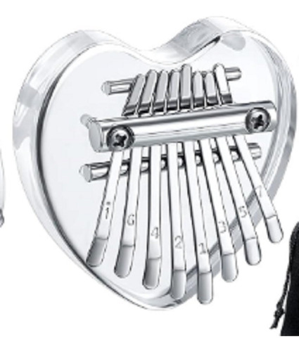 Kalimba Mini Piano Forma Corazon 8 Teclas Kit Inicio + Funda