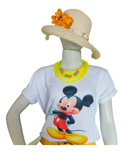 Blusa Camiseta Tshirt Feminina Mickey Disney Moda Blogueira