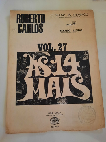 Partitura O Show Já Terminou Roberto Carlos Piano E Violão 