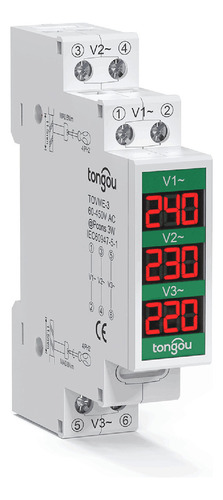 Medidor De Voltaje Trifásico 60-450v Modular Led Digital Of