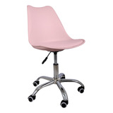 Cadeira De Escritório Bárbara Home Tulip Con Ruedas Slb-103s Ergonômica  Rosa Com Estofado De Couro Sintético