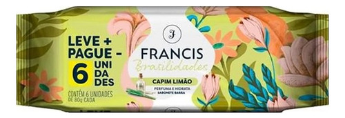 Sabonete Francis Brasilidades Capim Limão 80g Com 6 Unidades