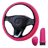 Kit Funda Cubre Volante Accesorio Rosa Auto Mujer Esponja