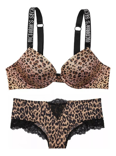 Brasier Victorias Secret Push Up Animal Print Conjunto Shine