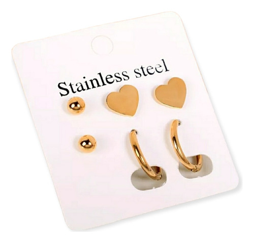 Set Aretes En Acero Inoxidable Para Mujer