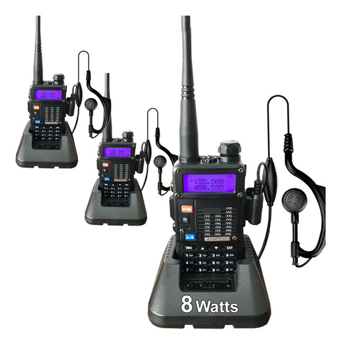 Kit X 3 Handy Baofeng Uv5r 8watts Bi-banda Pantalla Vhf Uhf 