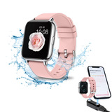 Reloj Bluetooth Smart Watch Inteligente Táctil Mujer Running Color De La Caja Plateado Color De La Correa Rosa Color Del Bisel Plateado Diseño De La Correa Casual