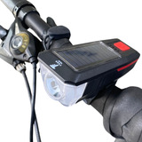  Farol Lanterna Bike E Buzina Bat Recarregável Usb E Solar