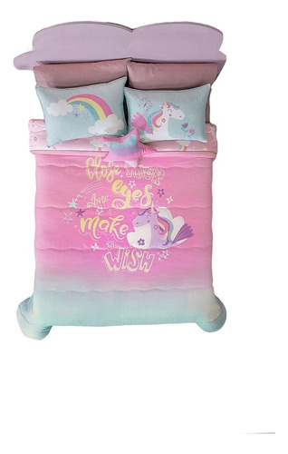 Edredón Unicornio Brilla Oscuridad Magic Cama Doble Faz Inf