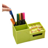 Organizador De Escritorio Con Cajon Plumas Plumones Deli Rio Color Verde