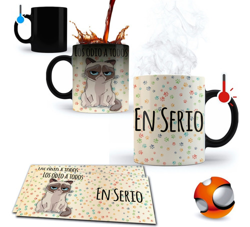 Taza Mágica Odio A Todos Enserio Grumpy Cat Regalo Original