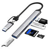 Hub Usb C 5 Puertos Ultra Delgado Con 1 Usb 3.0 2 Usb 2.0 Le