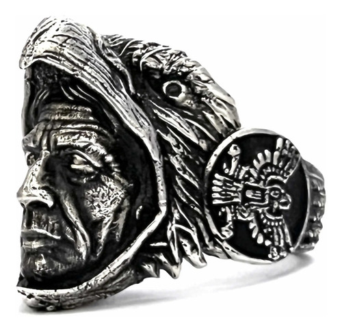 Anillo Guerrero Aguila Plata 925 Azteca