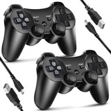 Kit 2 Manete Compatível Com Play3 Ps3 Pc Gamer S/fio + Cabo 